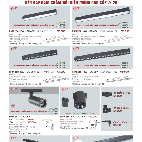 Đèn Ray Nam Châm Nổi Siêu Mỏng #26