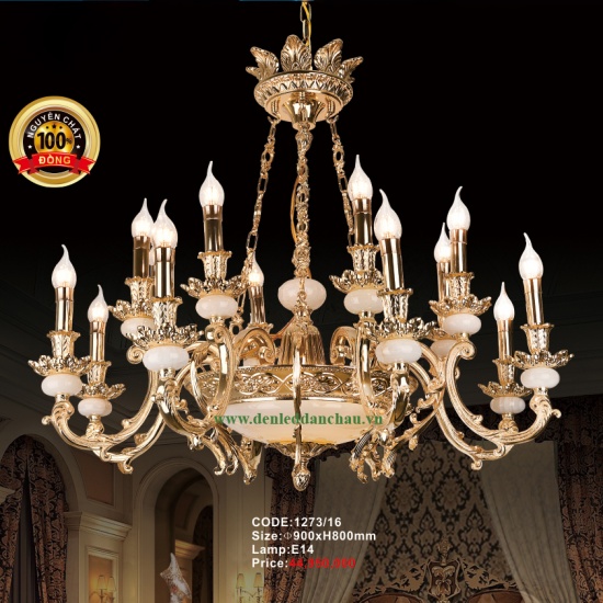 Đèn Chùm Đồng + Đá 1273/16