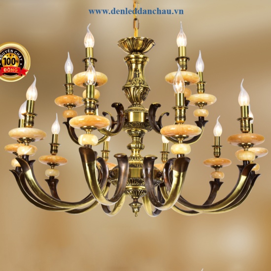 Đèn Chùm Đồng + Đá DD1186/15