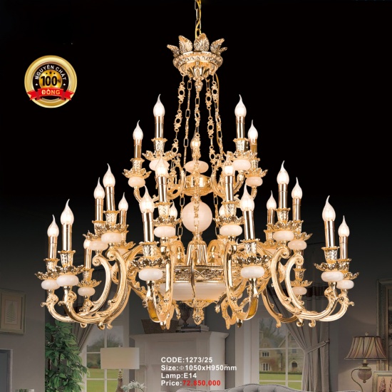 Đèn Chùm Đồng + Đá 1273/25