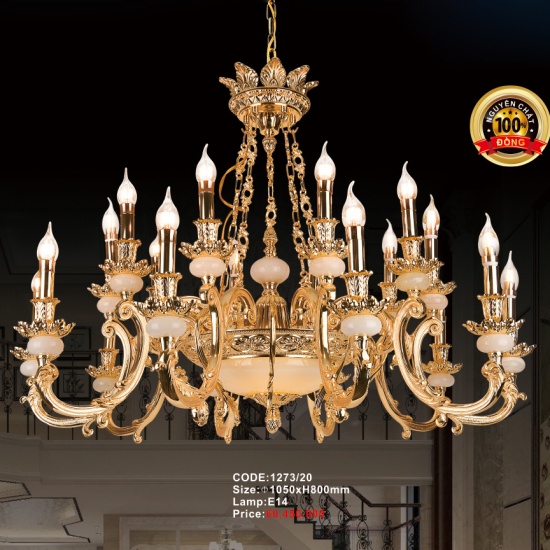 Đèn Chùm Đồng + Đá 1273/20